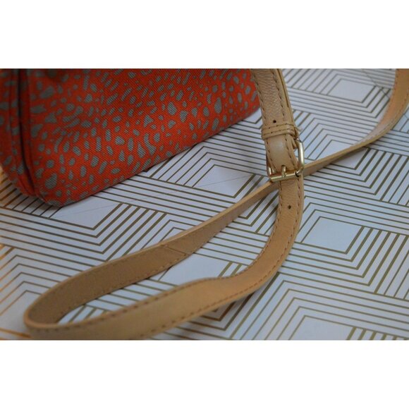 Anthorpologie Pilcro & The Letterpress Orange Beige Gray Crossbody Bag Buckle St - Picture 6 of 11
